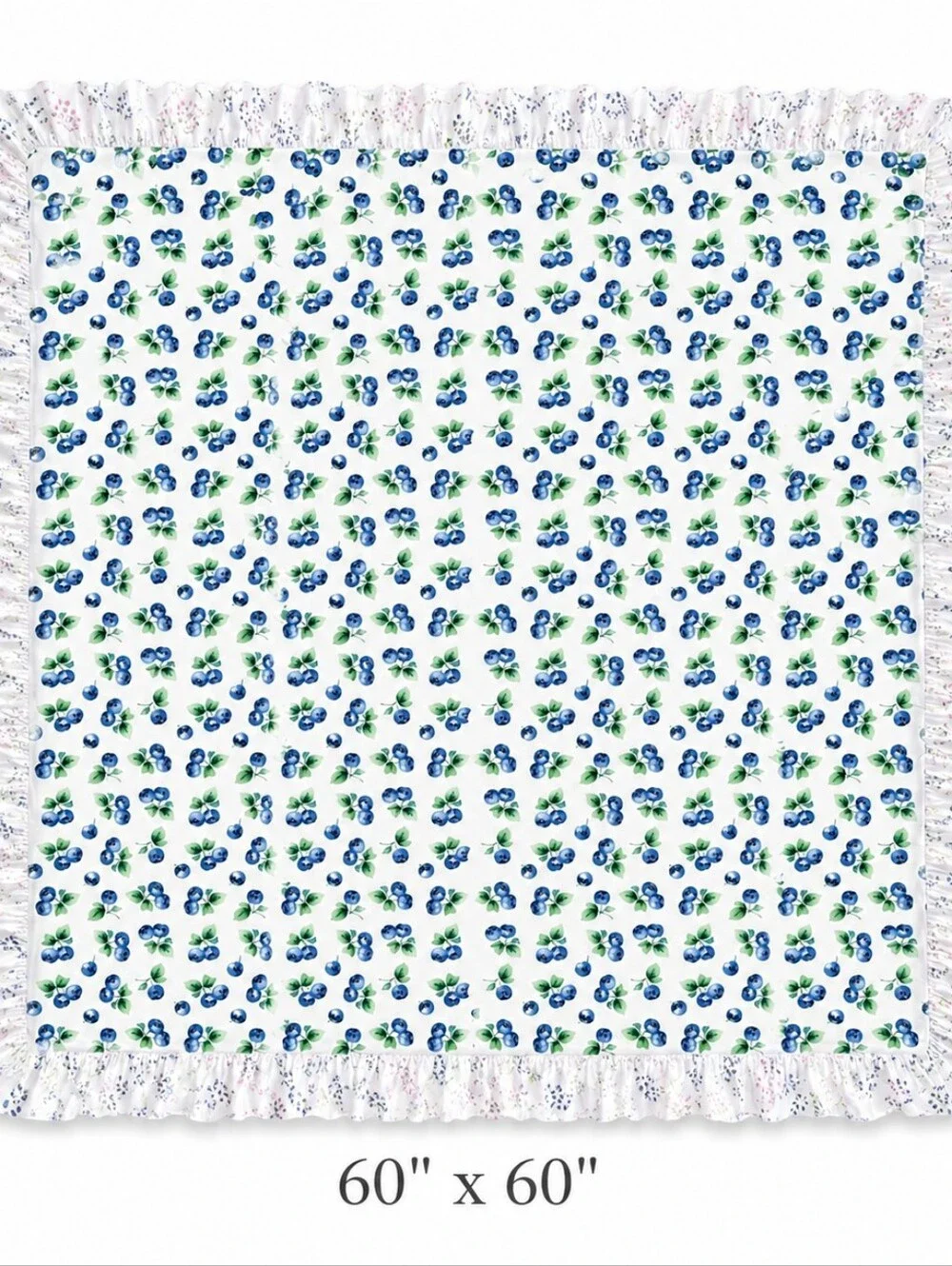 LITTLE BOE Charming Blueberry/Flowers Print Ruffle Baby Blanket 60*60